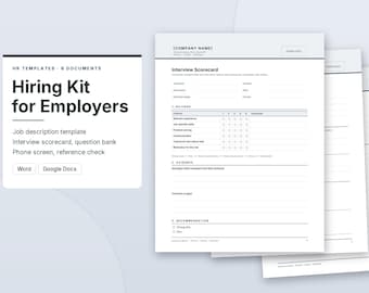 Vorlage für einen Interview-Bewertungsbogen, Vorlage für eine Stellenbeschreibung, Einstellungspaket für Kleinunternehmen, Word