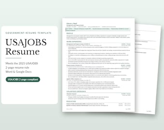 USAJOBS-Lebenslaufvorlage, Lebenslauf für den öffentlichen Dienst im 2-seitigen Bundesformat, Word & Google Docs