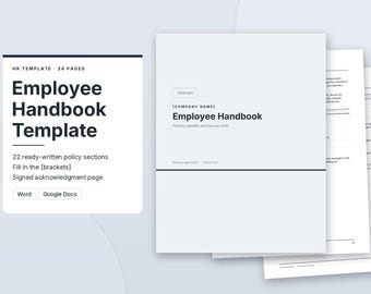 Vorlage für ein Mitarbeiterhandbuch, Richtlinienhandbuch für Kleinunternehmen, bearbeitbare Word- und Google-Docs-Dokumente