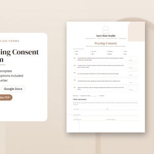 Waxing Consent Form, Wax Release Form for Estheticians, Editable Word & Google Docs