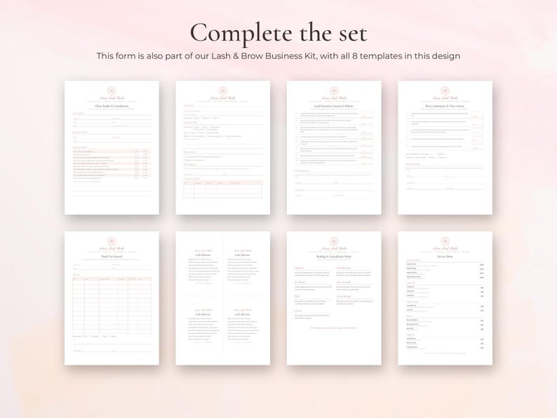 Editable patch test record template for lash and brow artists, Word and Google Docs