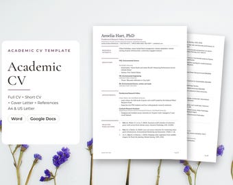 Vorlage für einen akademischen Lebenslauf für Bewerbungen von Doktoranden und Hochschullehrenden, Design mit Randverzierungen, Word- und Google-Docs-Version