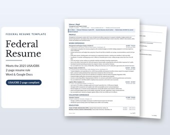Vorlage für einen Lebenslauf im öffentlichen Dienst (2 Seiten, USAJOBS-Format, Word & Google Docs)