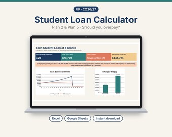 UK Student Loan Repayment Calculator, Plan 2 and Plan 5 Spreadsheet, Should I Overpay, 2026/27, Excel & Google Sheets