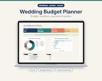 Wedding Budget Planner, Guest List and RSVP Tracker (Excel and Google Sheets)