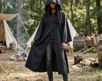 Kapuzenumhang Damen Mittelalter Renaissance Kostüm Renaissance Markt Cosplay Umhang Hexe Zauberin Oberbekleidung Halloween Party Unisex Robe Mantel