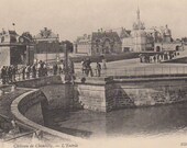 FRANCE, CHATEAU de CHANTILLY, Postcard, Vintage, Black and White, Unused, Matte, French, Royalty, People, Gate, Museum, c. 1900s, nd Phot