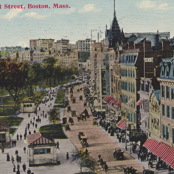 BOSTON, MASSACHUSETTS - TREMONT Street, Vintage Postcard, Used & Stamped, 1910s, Tichnor Bros.