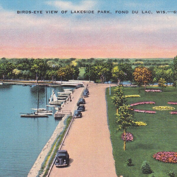 SALE!!! WISCONSIN - Lakeside Park, Fond Du Lac, Vintage Linen Postcard, Unused, 1940s, e. c. Kropp Co.