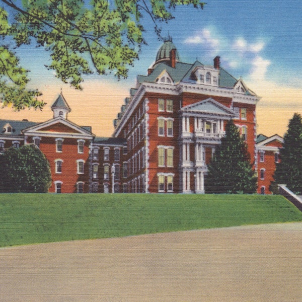 Sale SALE - State HOSPITAL, Morganton, North CAROLINA, Vintage Linen Postcard, Unused, 1940s, Asheville Post Card Co.