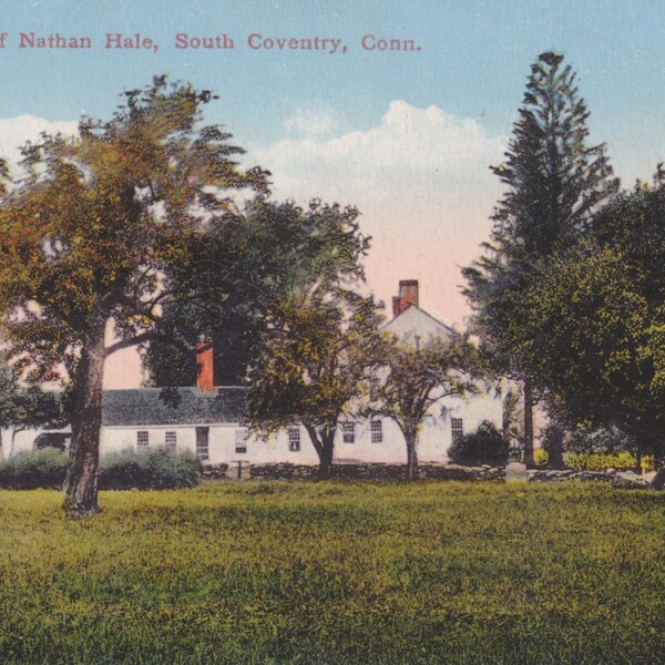 SALE - Sale, Birthplace of Nathan HALE, South Coventry, CONNECTICUT, Vintage Postcard, 1920s, j. s. Champlin