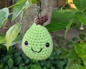 Pear, pear keychain, crocheted pear, fruit keyring
