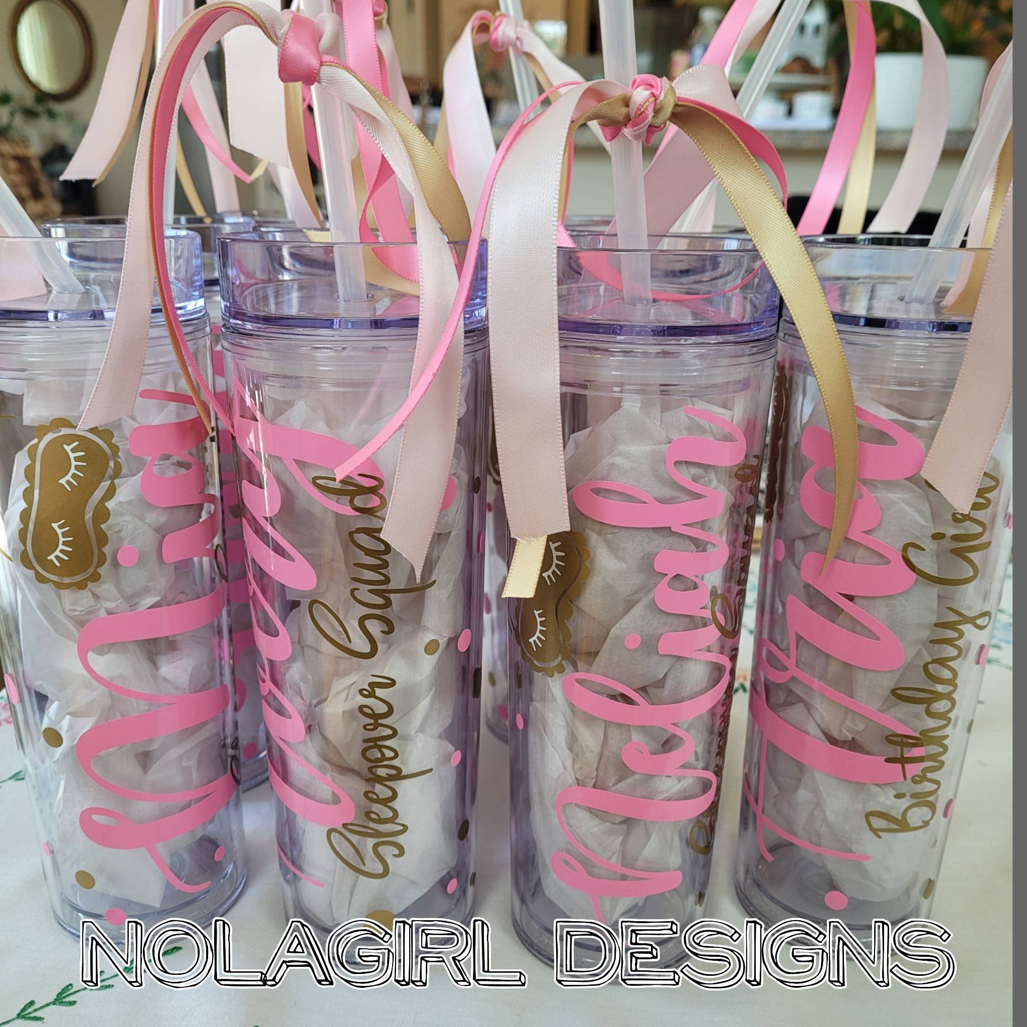 Slumber Party Tumbler Birthday Party Sleepover Gift Party image