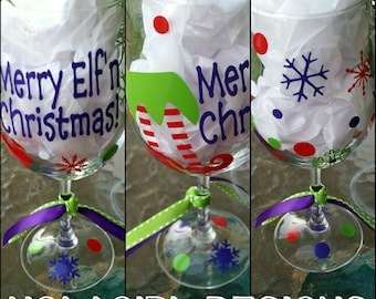 Taça de vinho de Natal, Taça de vinho de Natal élfico, Lembrancinha de festa de Natal, Saia e sapatos de elfo, Copos roxos divertidos, Lembrancinha para festa