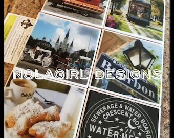 New Orleans Coaster Set, Custom Wedding favors, Souvenir, Going away gift, Vacation Memories