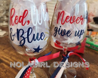 Copa de vino patriótica: celebración roja, blanca y azul, barbacoa roja y blanca, 4 de julio, celebración de 250 años, Estados Unidos