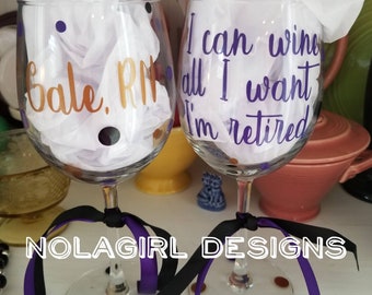 Retirement, Wine Glass, This wine tastes like retirement, Personalized, Gift for her, Retired, AARP, Custom Designed glass, Fun, Funny