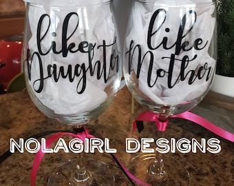 Mother Daughter Wine Glass Set: Personalized Mom Gift