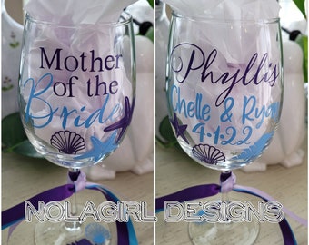 Wedding Wine Glass, Beach Wedding, Mother of the Bride, Destination, Groom, Bachelorette, Summer  Tropical wedding, Bridal party