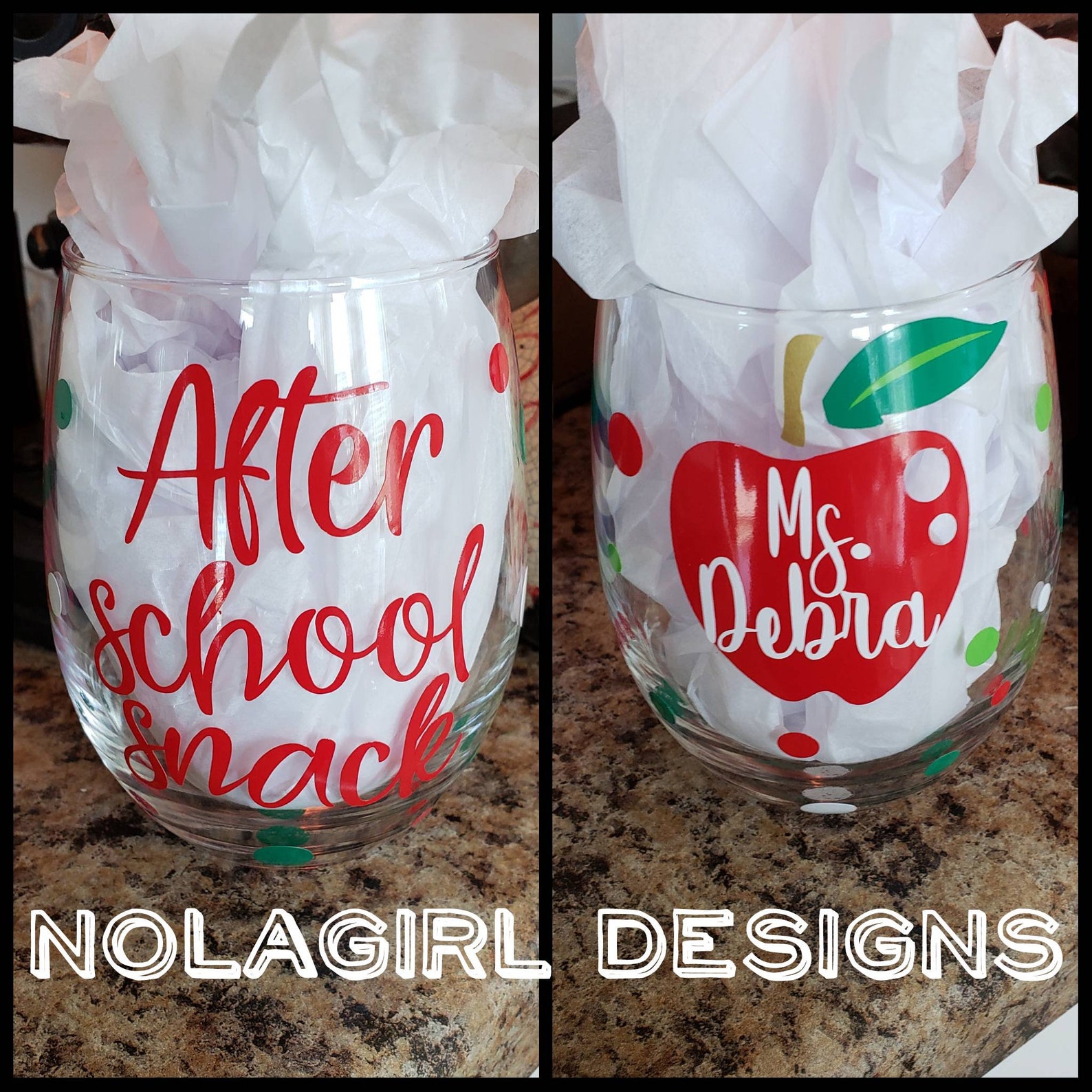 Teacher Wine Glass Teacher Gift After School Snack Back to Etsy