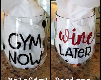 Gym Gift, Workout Wine Glass, Yoga Wine Glass, Weight lifting wine glass, Fitness glass, Workout partner, Personal Trainer, Walking club