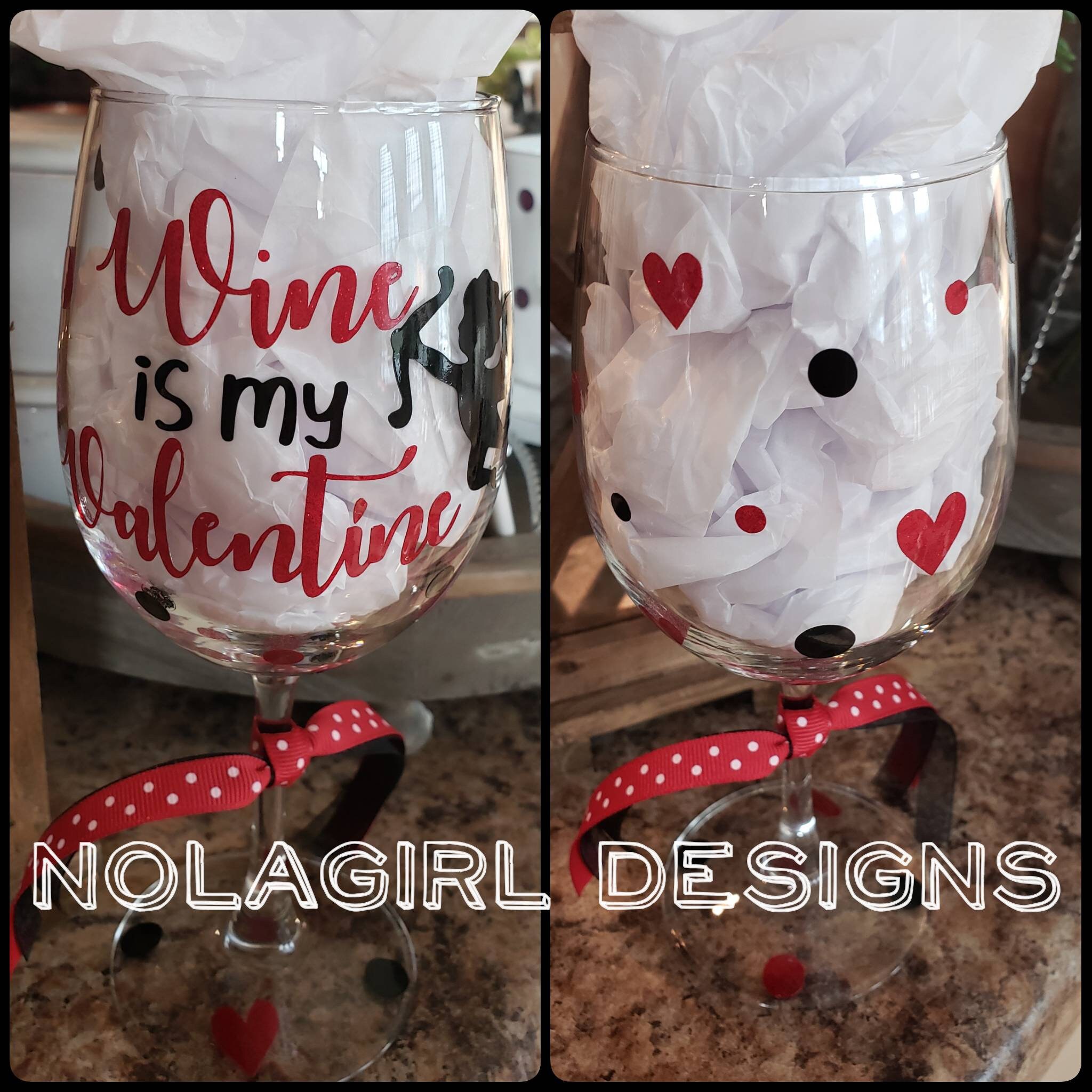 Valentines Day Wine Glass Wine Is My Valentine Wine Drinkers Gift