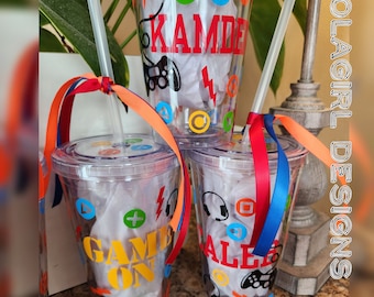 Personalized Gamer Tumbler: Video Game Birthday Party Favors