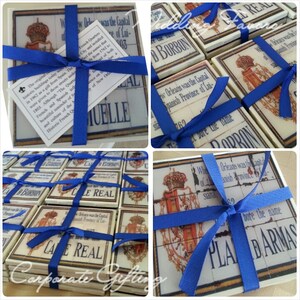 New Orleans Coaster Set, Historic French Quarter, Spanish Tile Replicas, Wedding Favors, Corporate Gifts, drink coaster, Hostess Gift, NOLA image 6