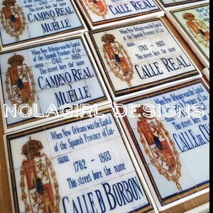 New Orleans Coaster Set, Historic French Quarter, Spanish Tile Replicas, Wedding Favors, Corporate Gifts, drink coaster, Hostess Gift, NOLA image 3