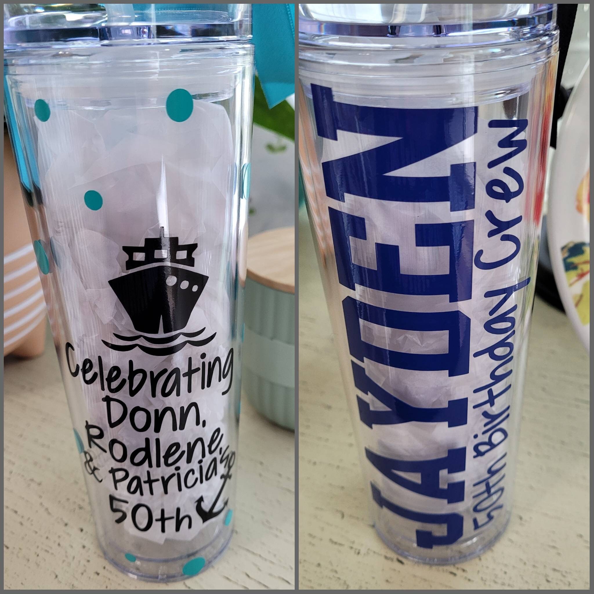 Custom personalized acrylic tumbler party favors for Bar and Bat