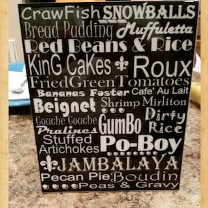 NEW ORLEANS Food Home Decor, Crawfish, Cooking, Subway Print, Kitchen Decor, Southern Food, Louisiana Cajun Food, kitchen decorations