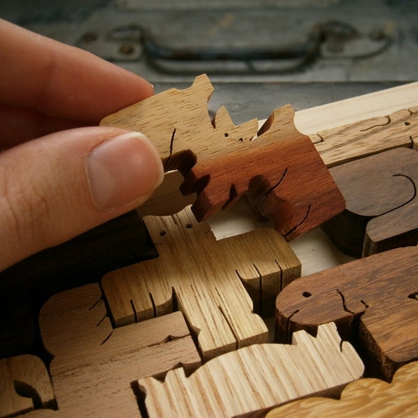 Natural Wood Puzzle Pentomino Wood Grain Edition