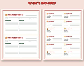 Kit de intercambio de galletas navideñas, etiquetas para el intercambio de galletas, tarjetas de recetas, papeletas de votación, premios.