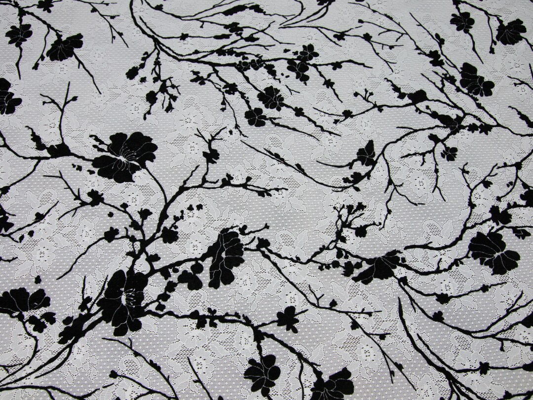 1/2 Yard White Flocked Velvet Jacquard Lace Fabric 58