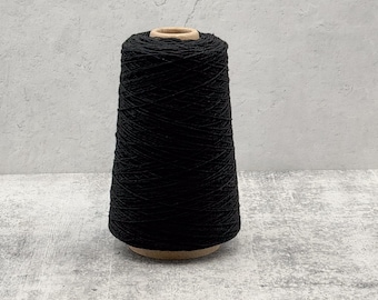 Knoll Supersoft Black Wool Yarn Cone 100% Wool, 2/11.5 Nm for Machine Knitting Crochet 150g