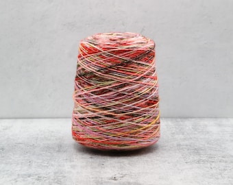 Pressed Flowers 73% Cotton Blend Cone Yarn, Space Dyed 2.3Nm Machine Knitting Crochet