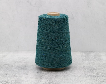 Wildmoor Soft Donegal Tweed Deep Fjord Green 100% Merino Wool Yarn Cone,  2/16 Nm, Machine Knitting & Hand Knitting,  225g or 500g
