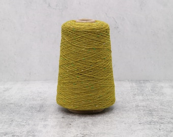 Wildmoor Soft Donegal Tweed Golden Moss 100% Merino Wool Yarn Cone,  2/16 Nm, Machine Knitting