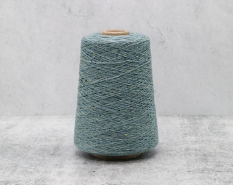 Wildmoor Soft Donegal Tweed Sea Glass Green 100% Merino Wool Yarn Cone,  2/16 Nm, Machine Knitting & Hand Knitting,  225g or 500g