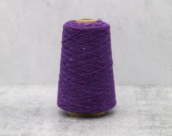 Wildmoor Soft Donegal Tweed Foxglove Purple 100% Merino Wool Yarn Cone,  2/16 Nm, Machine Knitting & Hand Knitting,  225g or 500g
