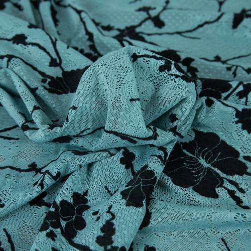 1/2 Yard Jade Green Flocked Velvet Jacquard Lace Fabric - Etsy
