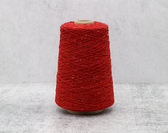 Wildmoor Soft Donegal Tweed Bricklane Red 100% Merino Wool Yarn Cone,  2/16 Nm, Machine Knitting & Hand Knitting,  225g or 500g