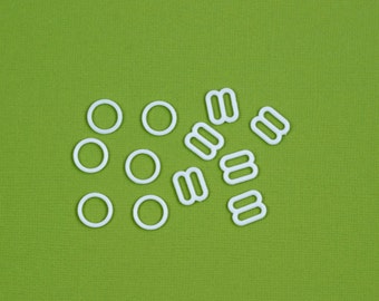 3 Sets 3/8" White Nylon Rings and Sliders for Bra Making and Lingerie Sewing 10mm Bra Adjusters Bramaking DYEABLE