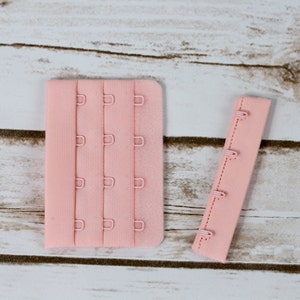 Rose Quartz Pink WIDE 4 Hook and Eye Bra Closures 3" x 2" for Bra Making Lingerie Sewing DYEABLE Heat Sealed Bramaking