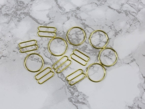 3 Sets 5/8 Gold Metal Rings and Sliders Premium Jewelry Quality Bra  Adjusters 15mm Bra Making Bramaking 