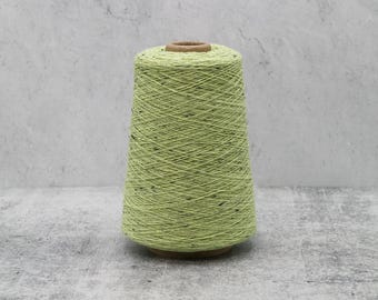 Wildmoor Soft Donegal Tweed Willow Bud Green 100% Merino Wool Yarn Cone,  2/16 Nm, Machine Knitting & Hand Knitting,  225g or 500g