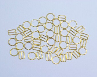 12 Sets 3/8" Premium Gold Metal Rings and Sliders Nickel Free Bra Making Lingerie Sewing 10mm Bra Adjusters Bramaking