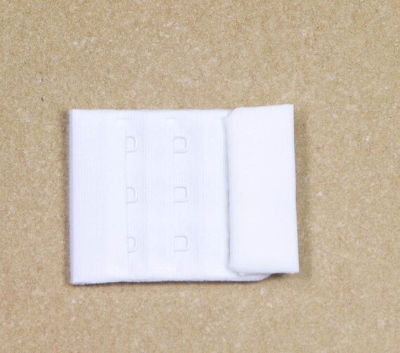 White 3 Hook and Eye Bra Back Closures 1.75 x 2 DYEABLE