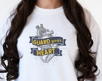 Guard your heart Crew Sweatshirt, Faith Sweatshirt, Faith Gift, Christian Sweatshirt, Cross Sweatshirt, Christian Gift, Love and Grace Shirt