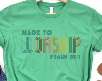 Camiseta retro Made To Worship, camiseta de fe cristiana